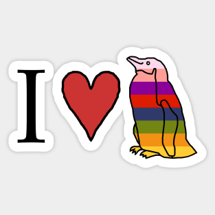 I Love a Rainbow Penguin Sticker